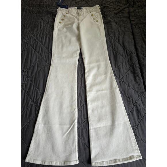 $255 Ramy Brook Helena White Jeans NEW Size 30 Cotton High Rise Flare Womens - Picture 2 of 8